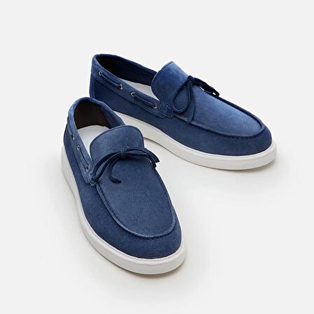 Hakiki Deri Mavi Erkek Loafer