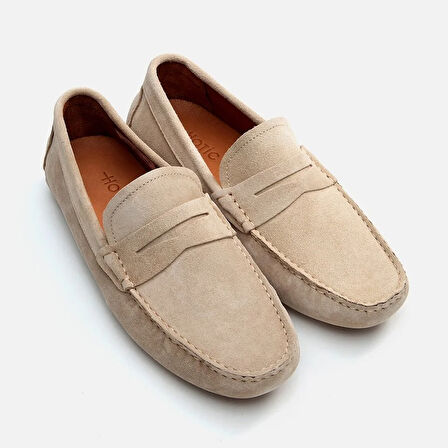 Hakiki Deri Bej Erkek Loafer