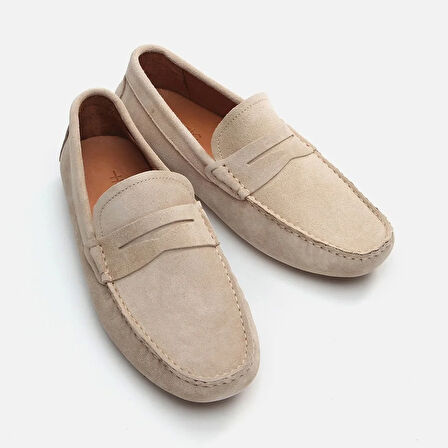 Hakiki Deri Bej Erkek Loafer