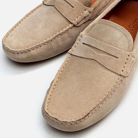 Hakiki Deri Bej Erkek Loafer