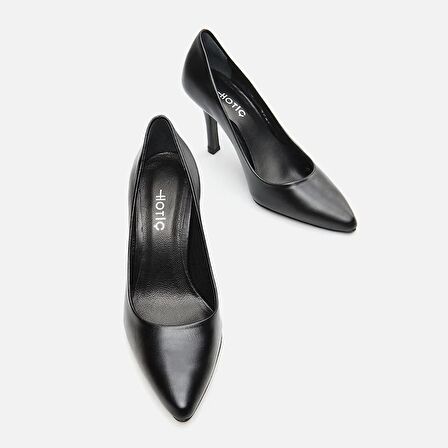 Hakiki Deri Siyah Kadın Stiletto