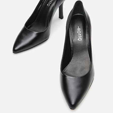 Hakiki Deri Siyah Kadın Stiletto