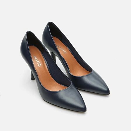 Hakiki Deri Lacivert Kadın Stiletto