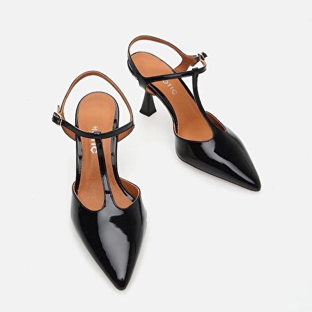 Hakiki Deri Siyah Kadın Stiletto