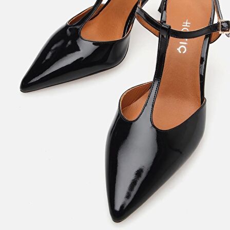 Hakiki Deri Siyah Kadın Stiletto