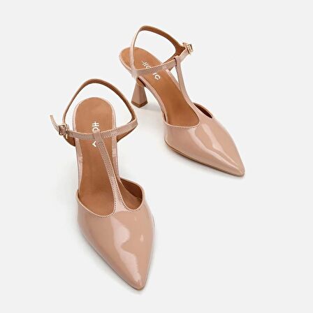 Hakiki Deri Naturel Kadın Stiletto