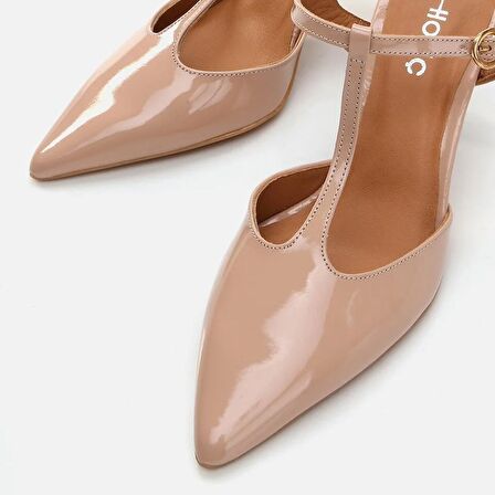 Hakiki Deri Naturel Kadın Stiletto