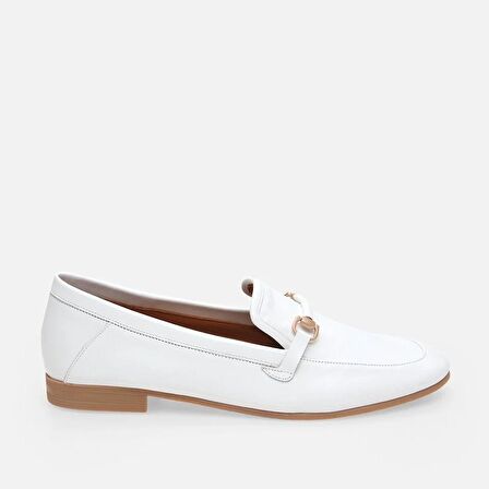 Hakiki Deri Beyaz Kadın Loafer