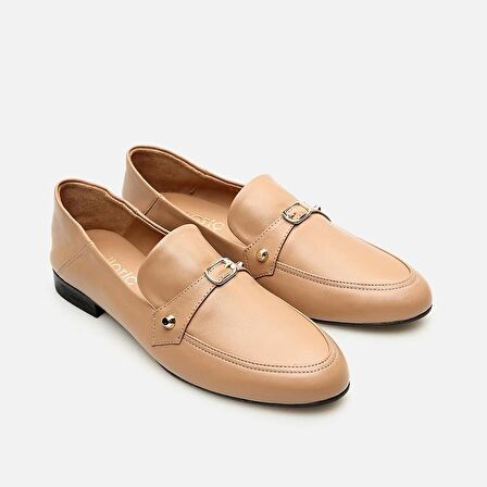 Hakiki Deri Naturel Kadın Loafer