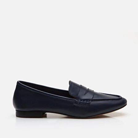 Hakiki Deri Lacivert Kadın Loafer
