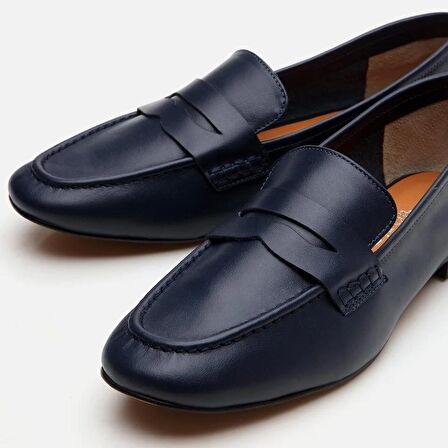 Hakiki Deri Lacivert Kadın Loafer
