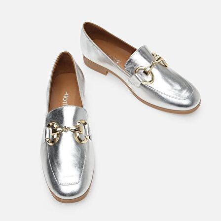 Hakiki Deri Lame Kadın Loafer