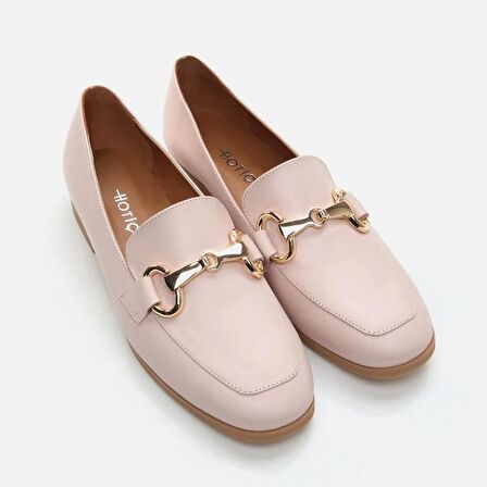 Hakiki Deri Pudra Kadın Loafer