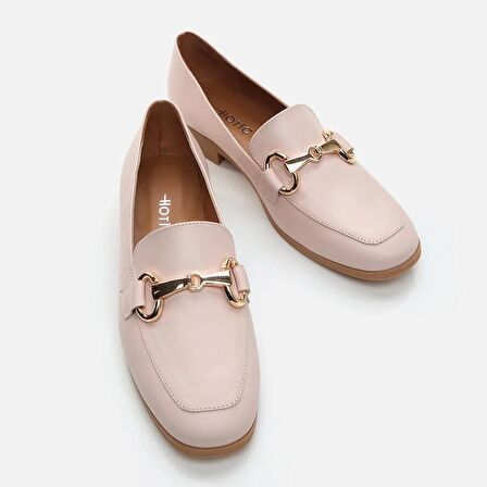 Hakiki Deri Pudra Kadın Loafer