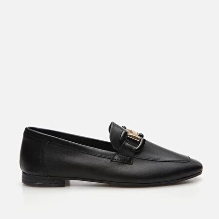 Hakiki Deri Siyah Kadın Loafer