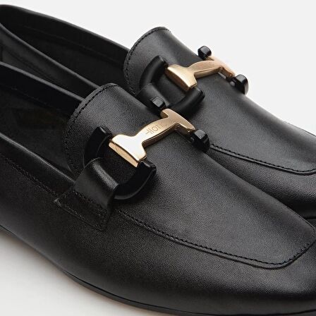 Hakiki Deri Siyah Kadın Loafer
