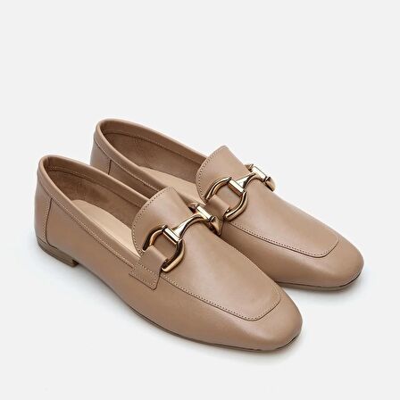 Hakiki Deri Naturel Kadın Loafer