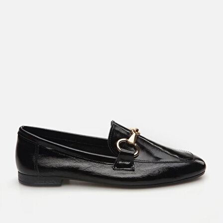 Hakiki Deri Siyah Kadın Loafer