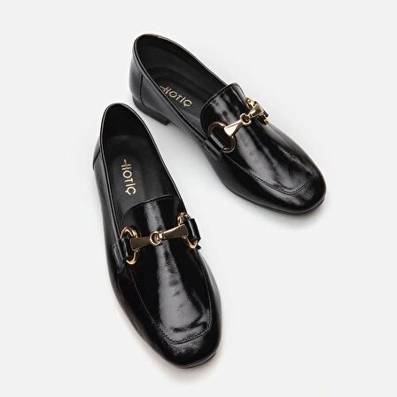 Hakiki Deri Siyah Kadın Loafer