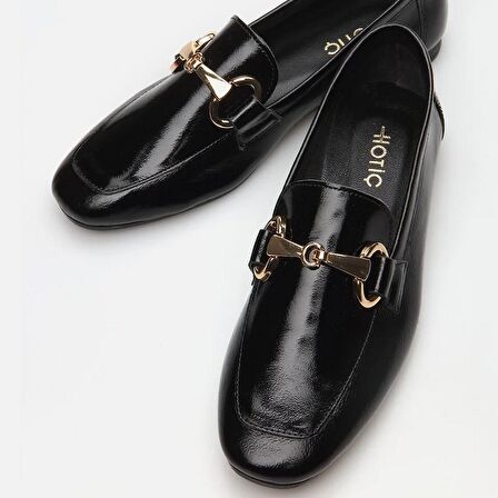 Hakiki Deri Siyah Kadın Loafer