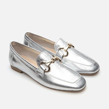 Hakiki Deri Lame Kadın Loafer
