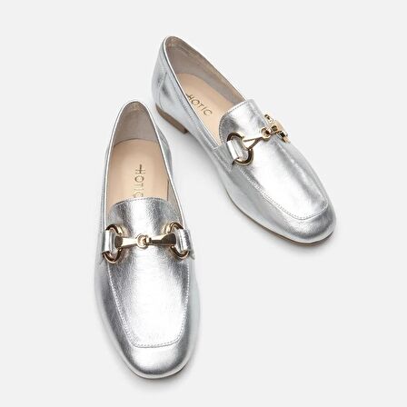 Hakiki Deri Lame Kadın Loafer