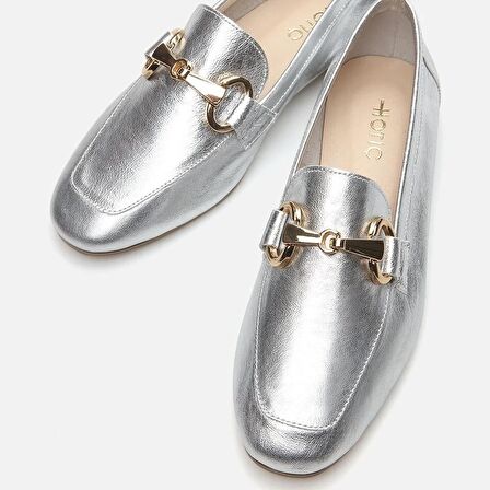 Hakiki Deri Lame Kadın Loafer