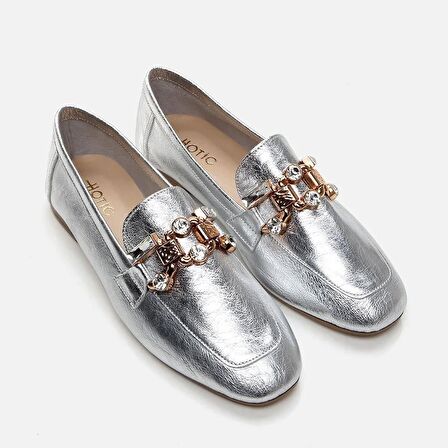 Hakiki Deri Lame Kadın Loafer