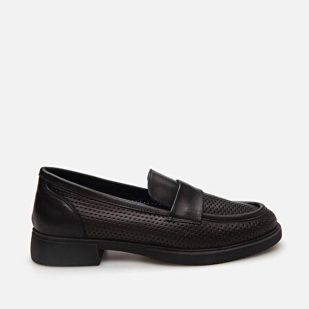 Hakiki Deri Siyah Kadın Loafer