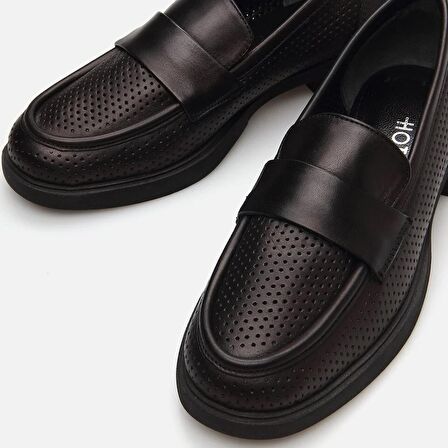 Hakiki Deri Siyah Kadın Loafer