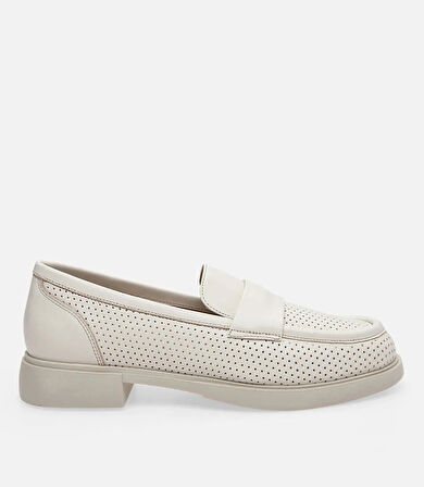 Kadın Deri Ekru Loafer