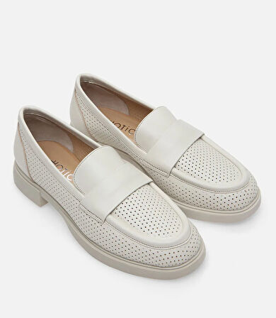 Kadın Deri Ekru Loafer