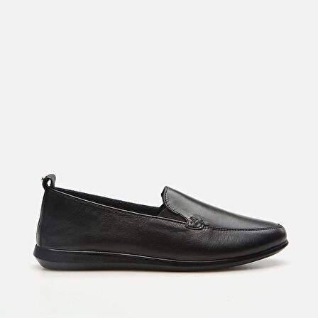 Hakiki Deri Siyah Kadın Loafer