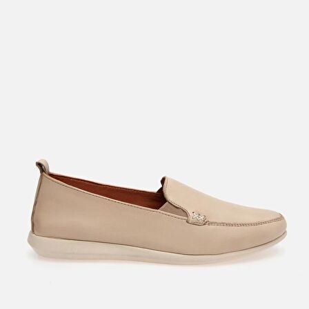 Hakiki Deri Bej Kadın Loafer