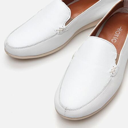 Hakiki Deri Beyaz Kadın Loafer