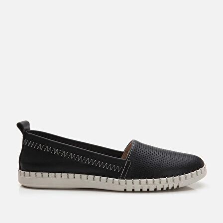 Hakiki Deri Siyah Kadın Loafer