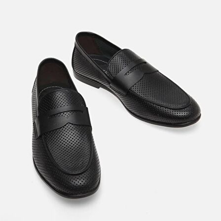 Hakiki Deri Siyah Erkek Loafer
