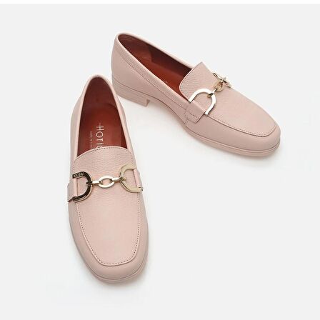 Hakiki Deri Pudra Kadın Loafer