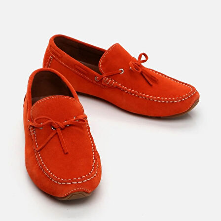 Hakiki Deri Turuncu Erkek Loafer