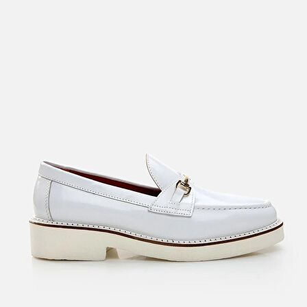 Hakiki Deri Beyaz Kadın Loafer