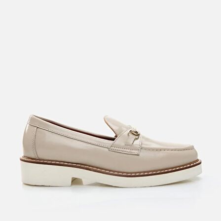 Hakiki Deri Bej Kadın Loafer
