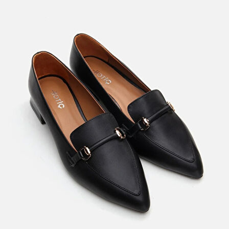 Hakiki Deri Siyah Kadın Loafer