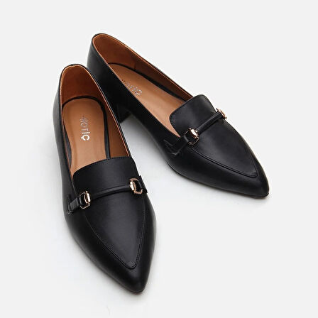 Hakiki Deri Siyah Kadın Loafer