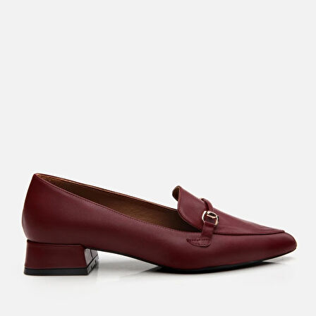 Hakiki Deri Bordo Kadın Loafer