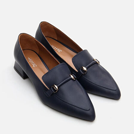 Hakiki Deri Lacivert Kadın Loafer
