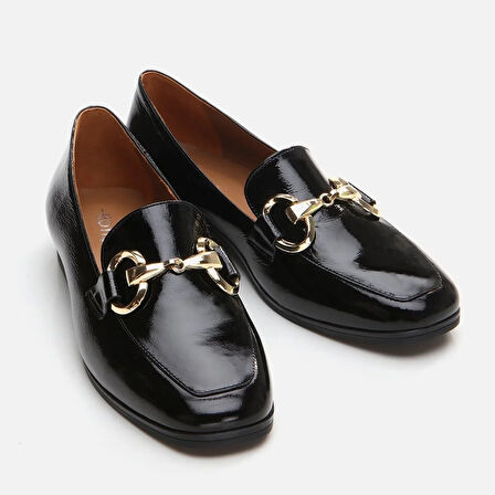 Hakiki Deri Siyah Kadın Loafer