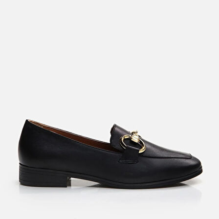 Hakiki Deri Siyah Kadın Loafer