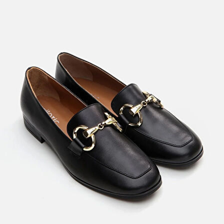 Hakiki Deri Siyah Kadın Loafer