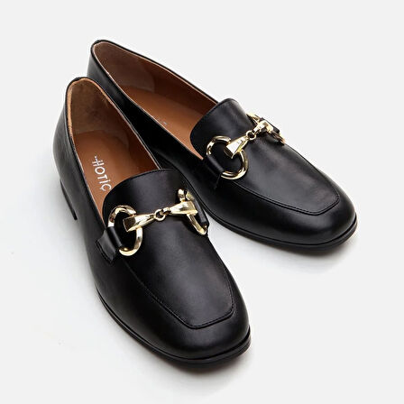 Hakiki Deri Siyah Kadın Loafer