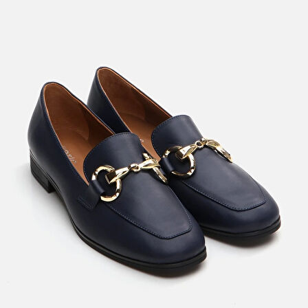 Hakiki Deri Lacivert Kadın Loafer